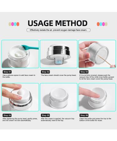 JPNK Airless Pump Jars Set - Travel Containers with Silicone Spatula for Cosmetics - 0.5oz, 1oz, 1.7oz - Buy Online on GoSupps.com