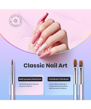 Beetles Professional 3-Piece Nail Brush Set | 2-in-1 Nail Art Liner & Gel Design Pen | Black Oval Brushes for Manicure | Ideal for DIY Nail Art Enthusiasts - Buy Online on GoSupps.com
