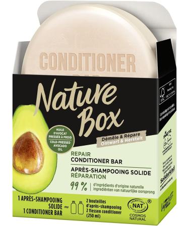 Nature Box - Conditioner Solid Repair - With Cold Pressed Avocado Oil - Detangles and Repairs - Hair Care - 99% Natural Ingredients - 80g Solid - Buy Online on GoSupps.com
