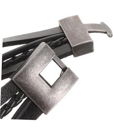 2pcs Hombre Hand Black Bangles Creative Leather Bracelets Braided Chain Wristband Adjustable De 21x2cm As Shown - Buy Online on GoSupps.com