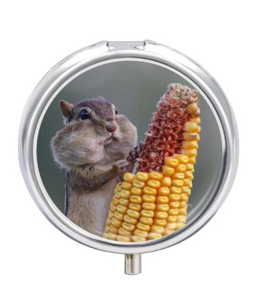 Small Travel Pill Case Round Metal Pill Box for Pocket Purse 3 Compartment Portable Pill Holder Mini Pill Organizer for Travel or Daily - Hamster