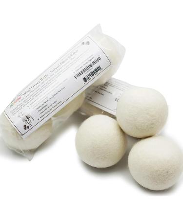 Premium XL Organic Wool Dryer Balls - Eco-Friendly Unscented & Non-Toxic Fabric Softener - Handmade in Nepal with 100% Natural New Zealand Wool - 3 Pack - Buy Online on GoSupps.com