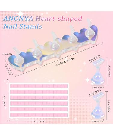 ANGNYA 2 Set Heart-Shaped Nail Stands for Press On | Aurora Nail Holder with Reusable Adhesive Putty | Strong Magnetic Nail Display Art Stand for Painting Nails - Sliver - Buy Online on GoSupps.com