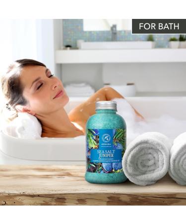 Juniper Bathing Salt 600g - Natural Sea Salt with Juniper Lemongrass & Cypress Oil for Joint Relief Muscle Relaxation & Better Sleep | Body Care & Relaxation - Buy Online on GoSupps.com