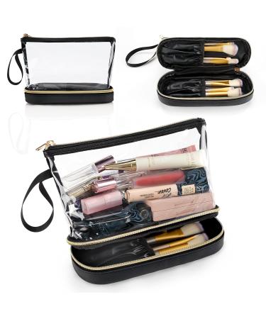 Ethereal Clear Makeup Bag Small Makeup Bag for Purse Travel Makeup Bag for Women TSA Approved Cosmetic Bag Waterproof Toiletry Bag (black) style 3 Small (Pack of 1)