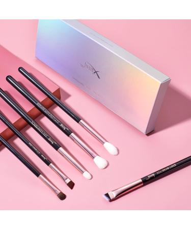 Jessup 6pc Makeup Eye Brush Set Black/Rose Gold | Perfect for Foundation Powder & Eyeshadow - Buy Online on GoSupps.com
