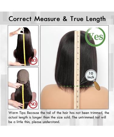 Short Bob Wig - 10 Inch 5x5 HD Lace Human Hair Pre-Plucked 180% Density | YDDM Wear and Go Glueless Brazilian Wig - Buy Online on GoSupps.com