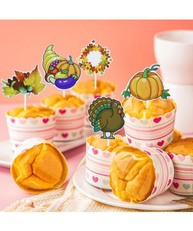 Thanksgiving Cake Decoration 16PCS Thanksgiving Cupcake Toppers Turkey Pumpkin Food Decorations Fall Cupcake Toppers Autumn Cake Decorations for Autumn Thanksgiving Day Party Supplies Y4GEDGCP - Buy Online on GoSupps.com