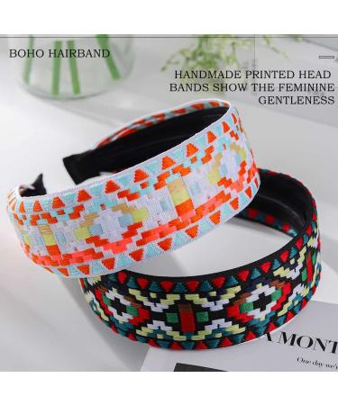 Coridy Boho Headbands - Embroidery Printed Hair Hoops for Women - Pack of 2 (Bohemia) - Buy Online on GoSupps.com