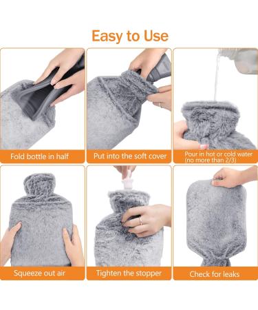 PVC 2L Hot Water Bottle with Hand Pocket - Grey Cover for Warmth and Pain Relief | Ideal for Women, Seniors & Children - Buy Online on GoSupps.com