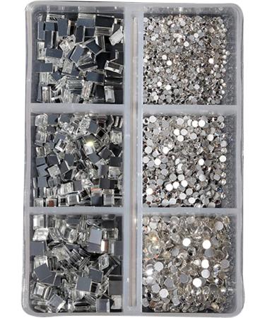 FEIlei 6 Grids Box Set Flat Back Rhinestones and Small Round Diamond Combination for DIY Nail Art Accessories Crystals - Buy Online on GoSupps.com