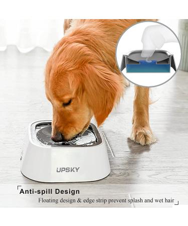 UPSKY No-Spill Pet Water Bowl 35oz - Slow Feeder for Dogs and Cats - Grey - Buy Online on GoSupps.com