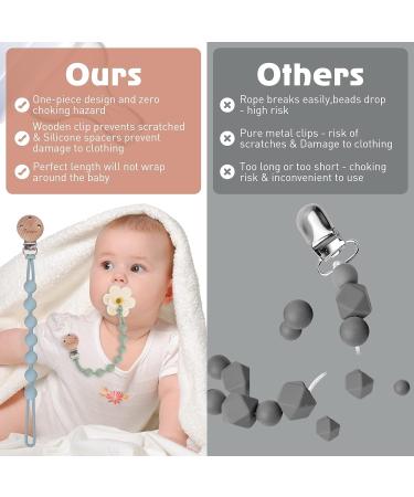 Pacifier Clips for Baby Boys and Girls - 100% Food Grade Silicone Wooden Design - Apricot+Powder Rose Round Paci Clip Holder for Shower Birthday Gift - Buy Online on GoSupps.com