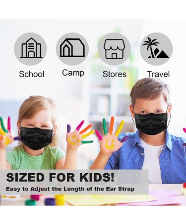 100PCS Kids Black Disposable Face Masks | Breathable Children's Safety Masks for Protection Against Air Pollution and Dust - Buy Online on GoSupps.com