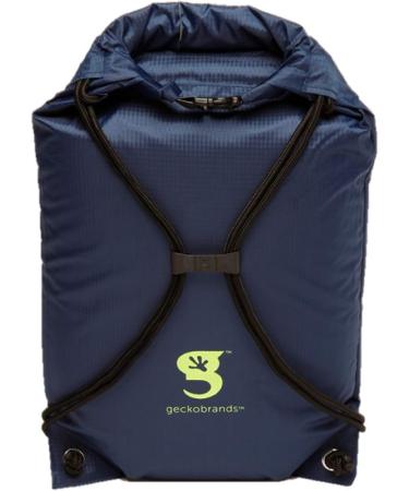 Geckobrands Drawstring Waterproof Backpack - Navy/Neon Green - Ideal for Hiking & Water Activities - Buy Online on GoSupps.com