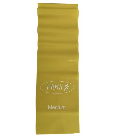 FitKit Resistance Exercise Band - 1.5M - 4 Resistance Options Pilates Yoga Rehab Stretching Strength Training Yellow
