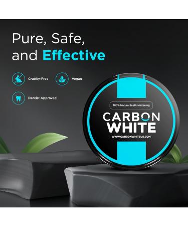 CARBON WHITE Teeth Whitening Powder - Natural Activated Coconut Charcoal Tooth Powder for Removing Stains & Discoloration - Helps Fight Tartar & Plaque Freshens Breath - Tasteless Odorless - 30g - Buy Online on GoSupps.com