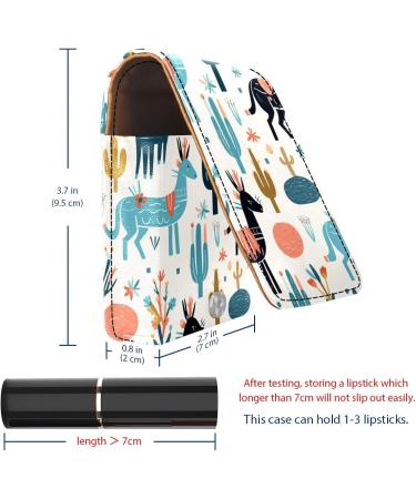 Shop Stylish Leather Lipstick Case & Organizer | Mini Lip Gloss Holder with Mirror - Cactus Llama Design - Buy Online on GoSupps.com