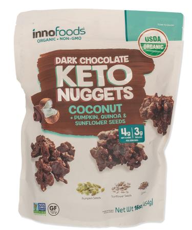 Innofoods Dark Chocolate Keto Nuggets- Coconut Seeds Pumpkin Seeds, Quinoa, & Sunflower Seeds