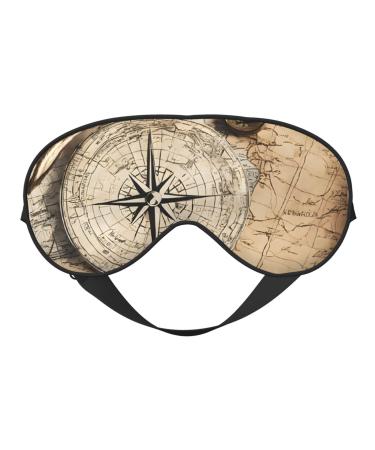 Sleep Mask Eye for Women Men Reusable Soft Blackout Eye Masks Covers for Night Better Sleep Travel Camping Road Trip Essentials Gifts for Him Her - Compass Map Nautical