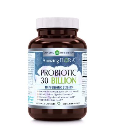 Amazing Flora - Probiotic 10 Strain 30 Bill - 1 Each 1-120 CT 30 Billion 120 Count (Pack of 1)