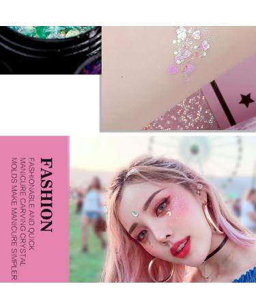 Ckfyahp 12 Colors Holographic Chunky Body Glitter Gel | Face Hair Lips & Nail Art for Festivals & Parties - Eye-Catching Makeup Decoration - Buy Online on GoSupps.com