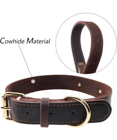 Tagme Personalized Leather Dog Collar for Medium & Large Dogs - Custom Engraved Name & Phone Number - Brown (L) - Durable & Stylish - Buy Online on GoSupps.com