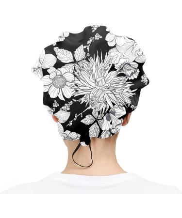 MUKJHOI Adjustable Working Caps Tie Back Cover Hair Bouffant Hats Sweatband - 35 Flowers (4) | One Size Fit All - Buy Online on GoSupps.com
