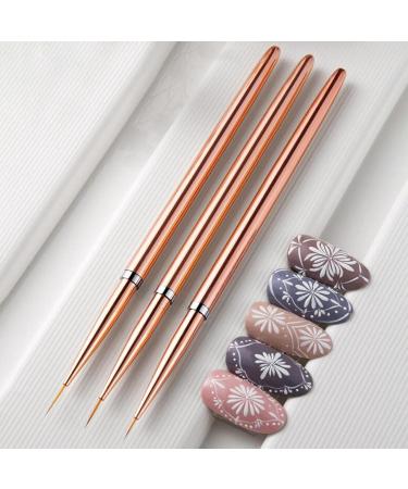 3x Nail Art Liner Brushes Nail Art Dotting Drawing Pen UV Gel Painting Rose Gold 3 Pieces - Buy Online on GoSupps.com