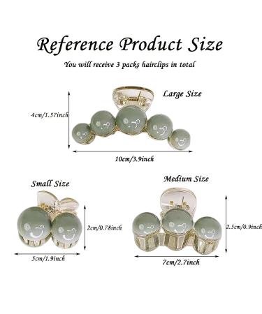 3 Pack Green Pearl Hair Claw Clips - Non-slip Hair Jaw Clips Set for Women and Girls - Decorative Hair Accessories in Big Medium Small Sizes - Green - Buy Online on GoSupps.com