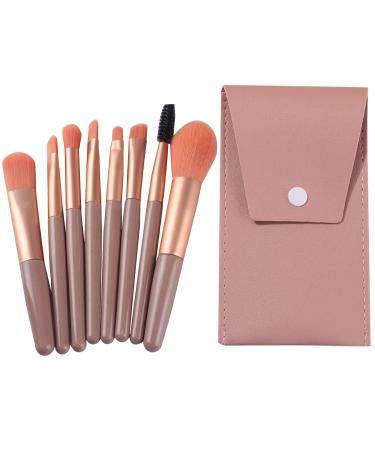 TouGod 8pcs Makeup Brushes Set with Leather Bag Professional Portable Travel Powder Concealer Blush Eye