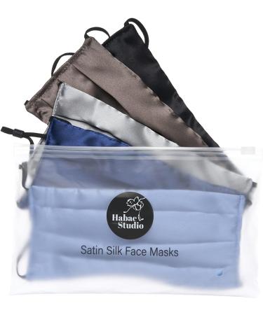 HABAC STUDIO Pack of 5 Satin Silk Face Masks Reusable Cover Bandana Balaclavas Face Masks Washable UK Black Face Mask with Nose Wire Pleated Face Mask for Women Men Adjustable. Darks - Buy Online on GoSupps.com