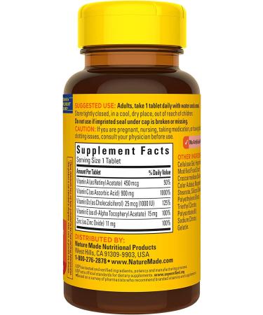 Nature Made Super C with Vitamin D3 and Zinc Dietary Supplement - Immune Support - 60 Tablets - Buy Online on GoSupps.com