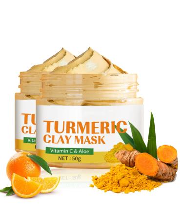 Turmeric Clay Mask With Vitamin C & Aloe Vera - Organic Face Masks Skincare Blackhead Remover Deep Cleansing blemish control cleanser For Reduce Acne Dark Spots Refining Pores Anti-Aging (Turmeric)