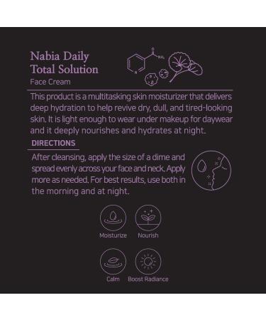 Nabia Moisturizing Face Cream with Cica, Vitamin B3, Hyaluronic Acid, Saccharomyces & Lavender Scent - 1.69 Fl Oz - Buy Online on GoSupps.com