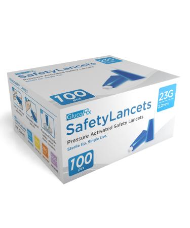 GlucoRx 23 g/2.2 mm Safety Lancets Total 100 (Eligible for VAT relief in the UK)