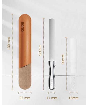 Llano Stainless Steel Nail File with Leather Case - Double Sided Anti-Slip Metal Nail File for Men and Women - Buy Online on GoSupps.com