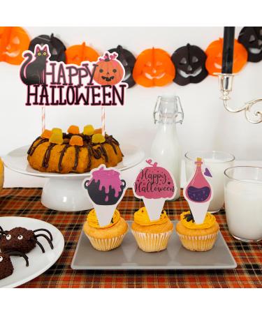 CHEERYMAGIC Halloween Cupcake Toppers Happy Halloween Cake Toppers Pink Halloween Cake Decorations Pumpkin Black Cat Cupcake Picks for Halloween Party Decoration A9FSWSCP - Buy Online on GoSupps.com