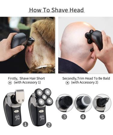 Tiklean Electric Razor for Men | Head Shaver Grooming Kit with Nose Hair Trimmer and Facial Cleansing Brush | Wet Dry Rotary Shavers | Cordless Waterproof | USB Charging - Tk861 - Buy Online on GoSupps.com