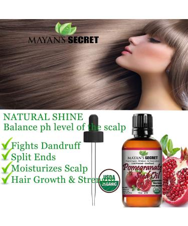 Mayan's Secret USDA Organic Pomegranate Seed Oil | Pure Cold Pressed Serum for Skin Hair & Nails - Buy Online on GoSupps.com