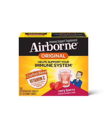 AirBorne Immune Support Supplement Very Berry 3 Tubes 10 Effervescent Tablets Each