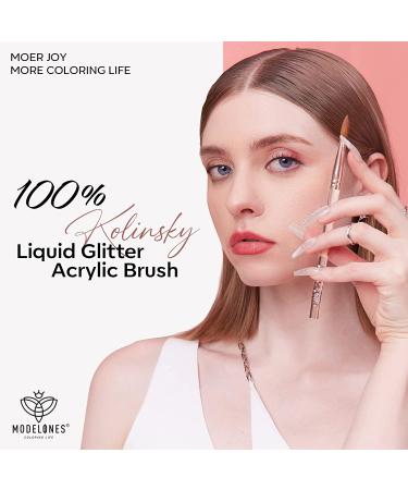Modelones Kolinsky Acrylic Nail Brush - Size 8 | 100% Pure Sable Hair | Rose Gold Handle | Nail Art Brush for Acrylic Application - Buy Online on GoSupps.com