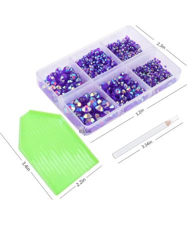 2000pcs Flat Back Rhinestones 5 Mixed Sizes Round Resin AB Rhinestones - Dark Amethyst AB for Nail Art & DIY Crafts | Blinginbox - Buy Online on GoSupps.com