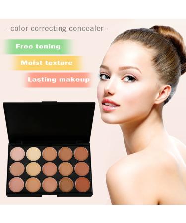 Vtrem 15 Colors Contour Palette Kit - Camouflage Concealer & Eyeshadow Makeup Set with Powder Brush - Perfect Christmas Gift - Buy Online on GoSupps.com