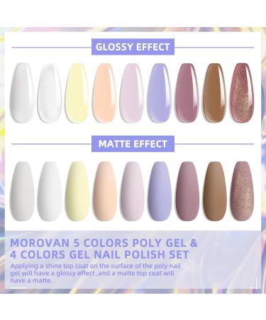 Morovan Poly Gel Nail Kit - Professional Nail Extension Gel for Beginners | Complete Poly Nail Art Set with Drill Lamp & Essential Tools | Pink - Buy Online on GoSupps.com