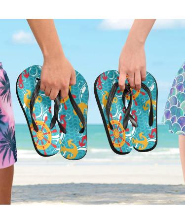 Mnsruu Nautical Sea Anchor Flip Flops - Stylish Multicolor Footwear for Home Hotel Spa & Travel | Unisex Sizes Available - Buy Online on GoSupps.com