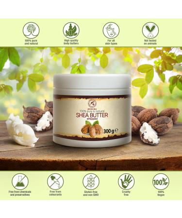 Opened Shea Butter Refined 300g - Natural Body Butter for Intensive Face Body & Hair Care - Butyrospermum Parkii - Ideal for Massage - 1 Pack - Buy Online on GoSupps.com