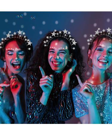 Stars Headband Star Adhesive Face Headbands Star Headbands Rhinestone for Carnival Parties Cosplay and Birthday Parties (Silver) - Buy Online on GoSupps.com
