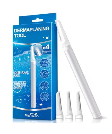 Dermaplane Razor Include 4 Replaceable Blades Face Razors for Women Face Exfoliation Durable Eyebrow Razors Help Remove Peach Fuzz and Dead Skin Silver