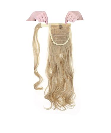 Pference Clip-In Hair Extensions - Magical Adhesive Tape-In Ponytail - 43cm Wavy Dark Blonde & Bleach Blonde Ombre - Buy Online on GoSupps.com